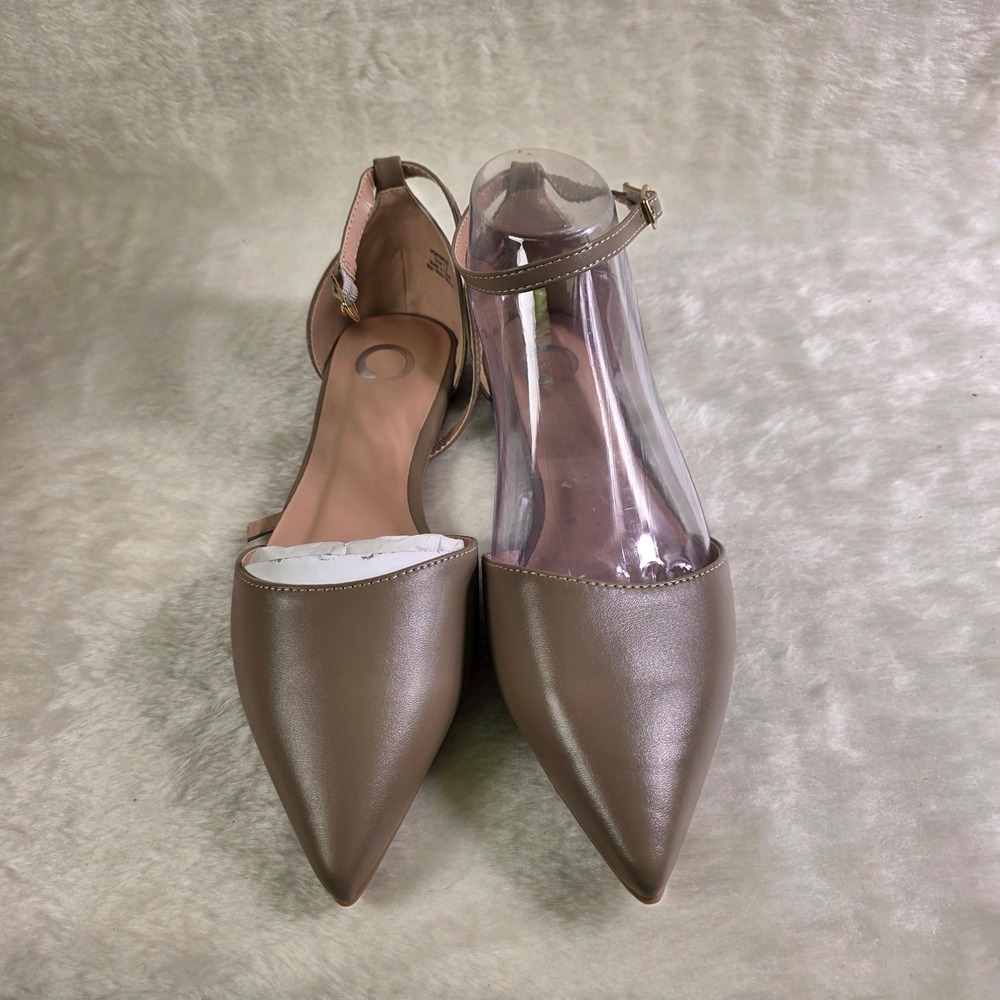 Journee Collection Reba Flats Taupe Ankle Strap Pointed Toe Womens 7.5 New - Picture 3 of 6